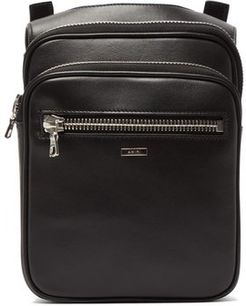 Zip-top Leather Pouch - Mens - Black