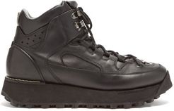 Flatform Leather Hiking Boots - Mens - Black