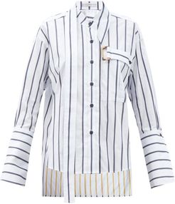 Palmer//harding - Lina Buckle-strap Striped Cotton Shirt - Womens - White Navy