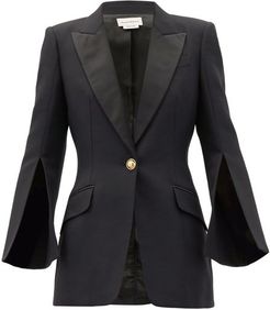 Single-breasted Silk-blend Lapel Wool-blend Jacket - Womens - Black