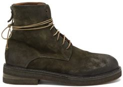 Suede Lace-up Boots - Mens - Dark Green