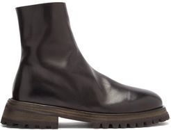 Exaggerated-sole Zipped Leather Boots - Mens - Black