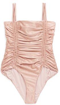 Chandler Tie-straps Ruched Swimsuit - Womens - Dark Pink