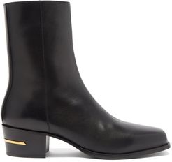 Square-toe Leather Ankle Boots - Mens - Black