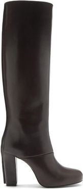 Panelled Leather Knee-high Boots - Womens - Dark Brown
