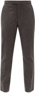 Zip-cuff Check Wool-blend Tailored Trousers - Womens - Black Brown