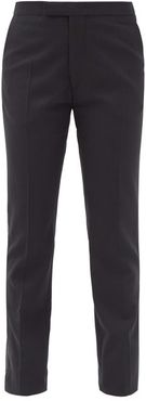 Side-stripe Wool-blend Twill Straight-leg Trousers - Womens - Black