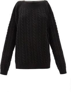 Zipped-neckline Cable-knit Wool Sweater - Womens - Black