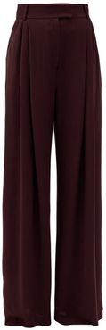 Molly Crepe High-rise Trousers - Womens - Burgundy