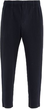 Technical-pleated Straight-leg Trousers - Mens - Navy