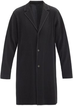 Single-breasted Technical Pleated-jersey Overcoat - Mens - Black