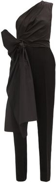 Lea One-shoulder Bow Cady Jumpsuit - Womens - Black