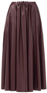 Ada Gathered-waist Faux-leather Midi Skirt - Womens - Burgundy