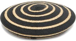 Idaho Striped Straw Beret - Womens - Black White