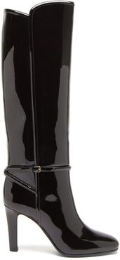 Jane Knee-high Patent-leather Boots - Womens - Black