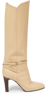 Jane Knee-high Leather Boots - Womens - Cream