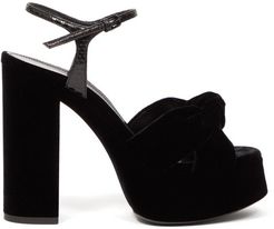 Bianca Knotted Velvet Platform Sandals - Womens - Black