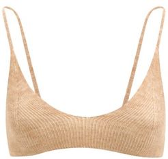 Valensole V-neck Rib-knitted Bra Top - Womens - Camel