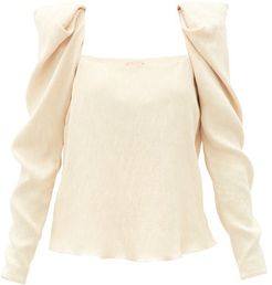 Grass Like Sand Crinkled-crepe Top - Womens - Cream