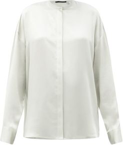 Dali Stand-collar Silk Shirt - Womens - Grey