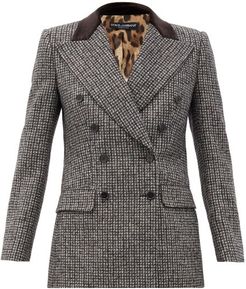 Double-breasted Wool-blend Suit Jacket - Womens - Grey Multi