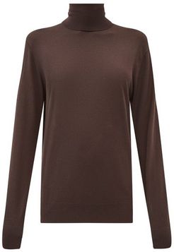 Roll-neck Cashmere Sweater - Womens - Brown