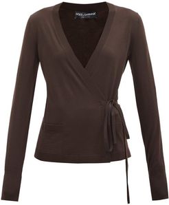 Wrap-front Wool Cardigan - Womens - Brown