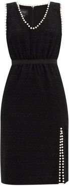 Faux Pearl-trimmed Cotton-blend Tweed Midi Dress - Womens - Black