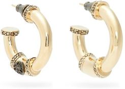 Studded Hoop Earrings - Womens - Gold