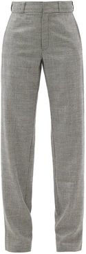 Prince-of-wales-checked Wool-blend Trousers - Womens - Black White