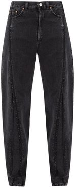 Raw-edge Panelled Straight-leg Jeans - Womens - Black