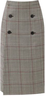 Prince-of-wales-checked Wool Skirt - Womens - Brown