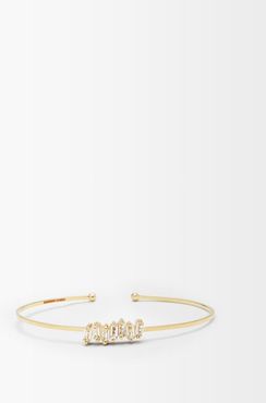 White Topaz & 14kt Gold Cuff Bracelet - Womens - Yellow Gold