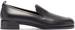 Topstitched Leather Loafers - Womens - Black