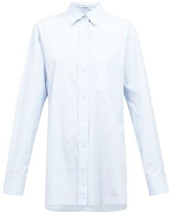 Rean Striped Cotton-poplin Shirt - Womens - Light Blue