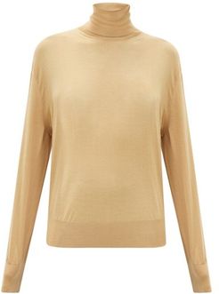 Andrett Fluted-cuff Cashmere Roll-neck Sweater - Womens - Camel