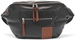 Puffy Leather And Canvas Belt Bag - Mens - Black