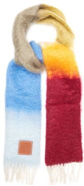 Striped Brushed Mohair And Wool Scarf - Mens - Multi