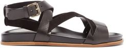 Bodhi Leather And Suede Crossover Sandals - Womens - Black