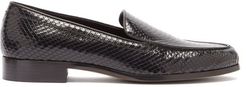 Danielle Python-embossed Leather Loafers - Womens - Black