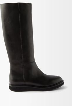 Knee-high Leather Boots - Womens - Black