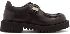 Buckled-strap Leather Derby Shoes - Mens - Black