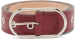 Masculine Large Logo-buckle Leather Belt - Womens - Burgundy