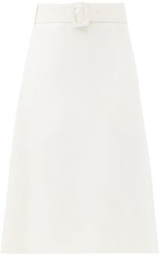 Noela Belted Crepe Skirt - Womens - Ivory