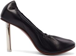 Lighter-heel Leather Ballerina Pumps - Womens - Black