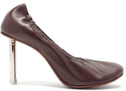 Lighter-heel Leather Ballerina Pumps - Womens - Burgundy
