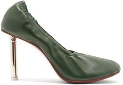 Lighter-heel Leather Ballerina Pumps - Womens - Dark Green