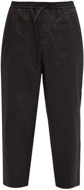 Drawstring-waist Cropped Cotton-poplin Trousers - Mens - Black