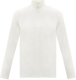 Logo-embroidered Roll-neck Cotton-blend Top - Mens - White