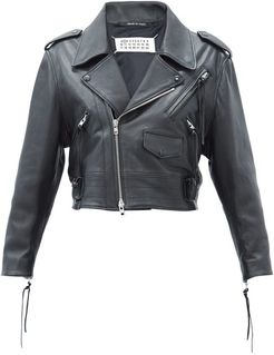 Cropped Leather Jacket - Womens - Black
